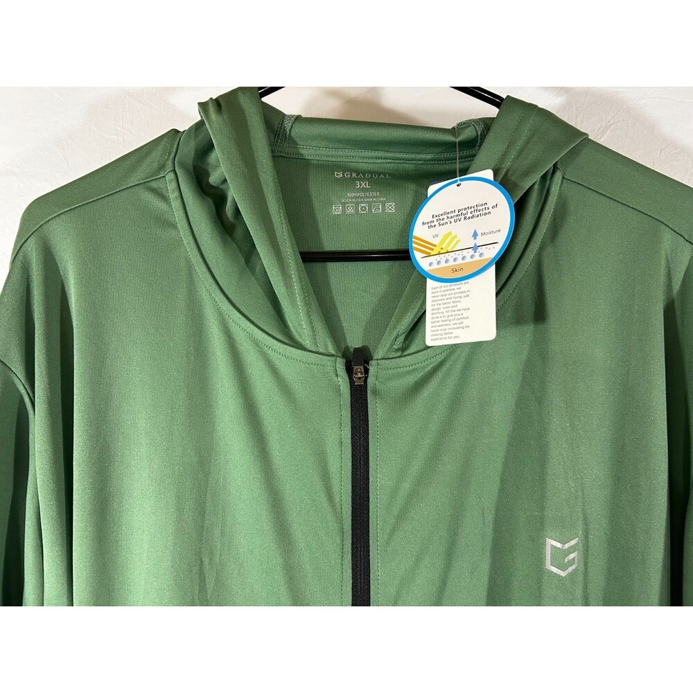 Gradual Womens Green UPF 50+ Sun Protection Hoodie Full Zip Jacket 3XL NWT